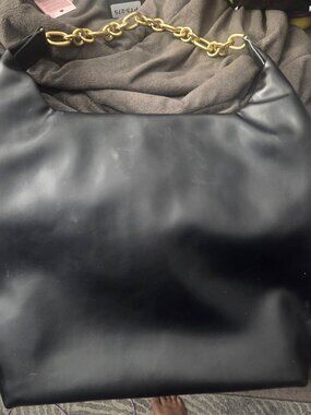 BCBG Black Leather Hobo Bag Gold Chain Strap